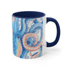 Octopus Blue Vintage Map Watercolor On White Art Accent Coffee Mug 11Oz