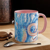 Octopus Blue Vintage Map Watercolor On White Art Accent Coffee Mug 11Oz