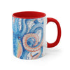 Octopus Blue Vintage Map Watercolor On White Art Accent Coffee Mug 11Oz