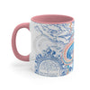 Octopus Blue Vintage Map Watercolor On White Art Accent Coffee Mug 11Oz