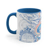Octopus Blue Vintage Map Watercolor On White Art Accent Coffee Mug 11Oz