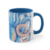 Octopus Blue Vintage Map Watercolor On White Art Accent Coffee Mug 11Oz /