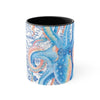 Octopus Blue Vintage Map Watercolor On White Art Accent Coffee Mug 11Oz Black /