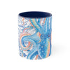 Octopus Blue Vintage Map Watercolor On White Art Accent Coffee Mug 11Oz Navy /