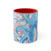 Octopus Blue Vintage Map Watercolor On White Art Accent Coffee Mug 11Oz Red /