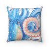 Octopus Blue Vintage Map White Art Ii Square Pillow Home Decor