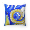 Octopus Blue Yellow White Art Ii Square Pillow 14X14 Home Decor