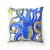 Octopus Blue Yellow White Art Square Pillow 14X14 Home Decor
