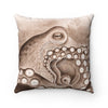 Octopus Brown Sepia Watercolor Square Pillow 14 X Home Decor