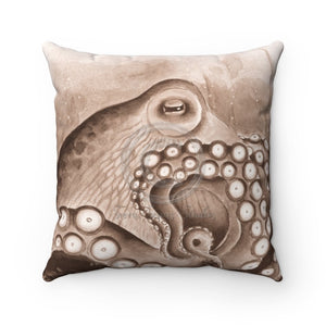 Octopus Brown Sepia Watercolor Square Pillow 14 X Home Decor