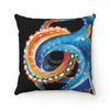 Octopus Colorful Black Art Ii Square Pillow 14X14 Home Decor