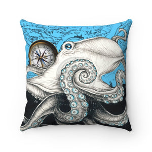 Octopus Compass Blue Ink Square Pillow 14 X Home Decor