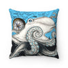 Octopus Compass Blue Ink Square Pillow Home Decor