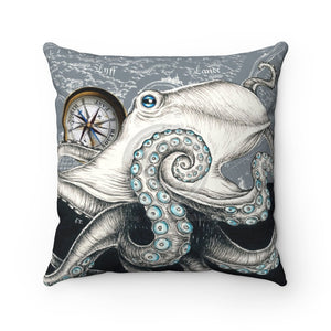 Octopus Compass Grey Ink Square Pillow 14 X Home Decor