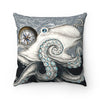 Octopus Compass Grey Ink Square Pillow Home Decor