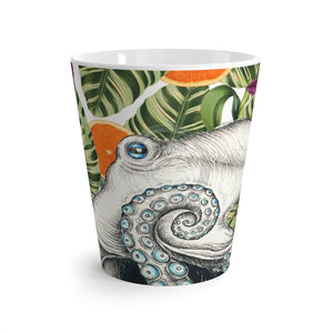 Octopus Exotic Ink Art White Latte Mug 12Oz Mug