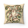 Octopus Green Olive Beige Watercolor Art Square Pillow 14X14 Home Decor