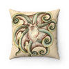 Octopus Green Olive Beige Watercolor Art Square Pillow Home Decor