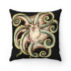 Octopus Green Olive Black Watercolor Art Square Pillow 14X14 Home Decor