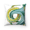 Octopus Green Tentacles White Art Ii Square Pillow 14X14 Home Decor