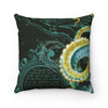Octopus Green Vintage Map Dark Art Ii Square Pillow Home Decor