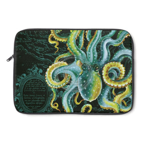 Octopus Green Vintage Map White Laptop Sleeve 13