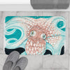 Octopus Ink Orange Teal Bath Mat Home Decor