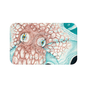 Octopus Ink Teal Orange Bath Mat 34 × 21 Home Decor