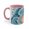 Octopus Kraken Rainbow Dance Watercolor Vintage Map Accent Coffee Mug 11Oz Pink /