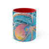 Octopus Kraken Rainbow Dance Watercolor Vintage Map Accent Coffee Mug 11Oz Red /