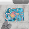 Octopus Kraken Rainbow Dance Watercolor Vintage Map Bath Mat Home Decor