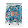 Octopus Kraken Rainbow Dance Watercolor Vintage Map Shower Curtain 71 × 74 Home Decor