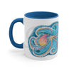 Octopus Kraken Rainbow Teal Dance Watercolor Art Accent Coffee Mug 11Oz Blue /