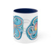 Octopus Kraken Rainbow Teal Dance Watercolor Art Accent Coffee Mug 11Oz Navy /