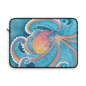 Octopus Kraken Rainbow Teal Dance Watercolor Art Laptop Sleeve 15