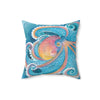 Octopus Kraken Rainbow Teal Dance Watercolor Art Square Pillow Home Decor