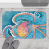 Octopus Kraken Rainbow Teal Dance Watercolor Bath Mat Home Decor