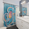 Octopus Kraken Rainbow Teal Dance Watercolor Shower Curtain Home Decor
