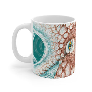 Octopus Orange Green Map Ink Splash Mug 11Oz