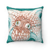 Octopus Orange Green Map Ink Square Pillow Home Decor