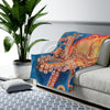 Octopus Orange Red Watercolor Blue Velveteen Plush Blanket All Over Prints