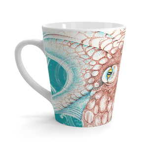 Octopus Orange Teal Map Ink Latte Mug 12Oz Mug