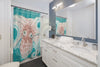 Octopus Orange Teal Map Ink Shower Curtain Home Decor
