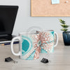 Octopus Orange Teal Map Ink Splash Mug 11Oz