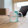 Octopus Orange Teal Map Ink Splash Mug 11Oz