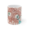 Octopus Orange Teal Map Ink Splash Mug 11Oz