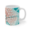 Octopus Orange Teal Map Ink Splash Mug 11Oz