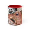 Octopus Pale Red Compass Vintage Map Beige Nautical Accent Coffee Mug 11Oz /