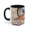 Octopus Pale Red Compass Vintage Map Beige Nautical Accent Coffee Mug 11Oz