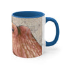 Octopus Pale Red Compass Vintage Map Beige Nautical Accent Coffee Mug 11Oz Blue /